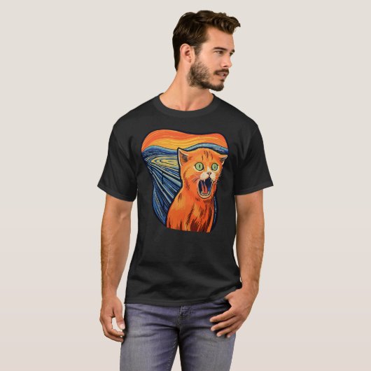 The scream with cat art screaming cat tシャツ (正面フル)