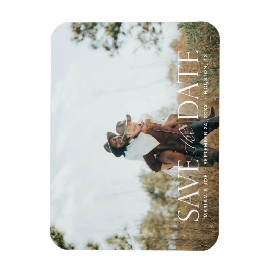 The Script H モダン 2 Photo Save the Date マグネット (縦)