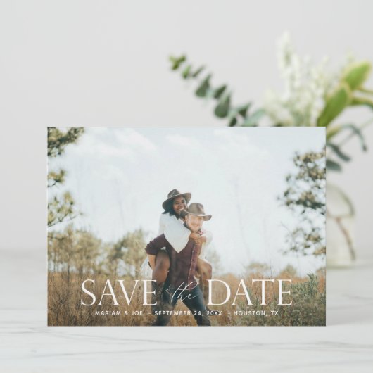 The Script H モダン 2 Photo Save the Date 招待状 (スタンド正面)