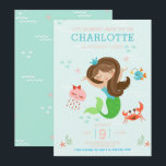 The Sea Mermaid with Brown Hair Kids 招待状<br><div class="desc">海の下で人魚の誕生日パーティーに参加しよう!すべての文字が情報カスタマイズと共在する準備ができている。この招待状はどの年齢でも使用できる。</div>