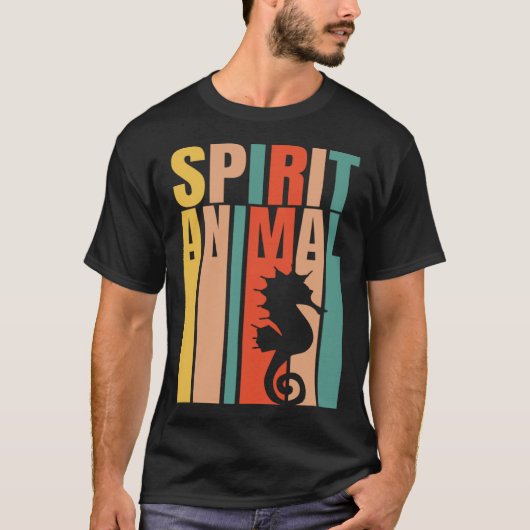 The Seahorse Is My Spirit Animal Retro Tシャツ (正面)