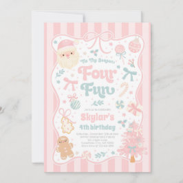The Season Four Fun Christmas Bow 4th Birthday 招待状