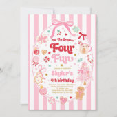 The Season Four Fun Christmas Bow 4th Birthday 招待状 (正面)