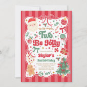 The Season Two Be Jolly Christmas Bow 2nd Birthday 招待状 (正面)