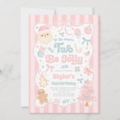 The Season Two Be Jolly Christmas Bow 2nd Birthday 招待状 (正面)