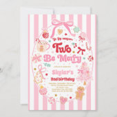 The Season Two Be Merry Christmas Bow 2nd Birthday 招待状 (正面)