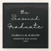 The Seasoned Graduate パーソナライズデザイン ガラスコースター (正面)