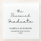 The Seasoned Graduate パーソナライズデザイン ガラスコースター (正面)