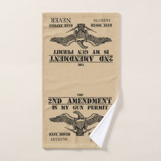 THE SECOND AMENDMENT IS MY GUN PERMIT  バスタオルセット (ハンドタオル)