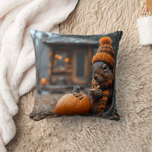 The secret forest feast of the squirrel Ai image クッション (ブランケット)