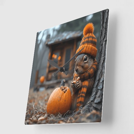 The secret forest feast of the squirrel Ai image スクエア壁時計 (傾斜)