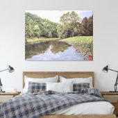The Serene Waterway: Realistic River Landscape Oil キャンバスプリント (インサイチュ (寝室))