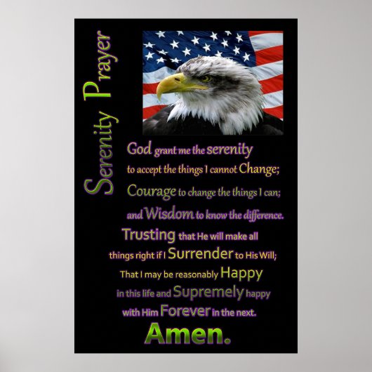 The Serenity Prayer Beautiful American eagles head ポスター (正面)