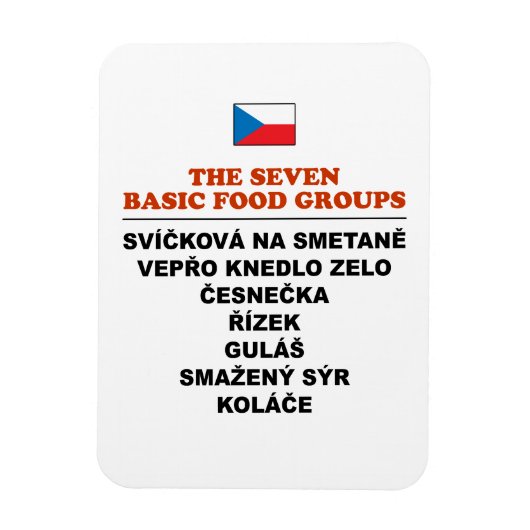 The Seven Basic Food Groups Funny Czech マグネット (縦)