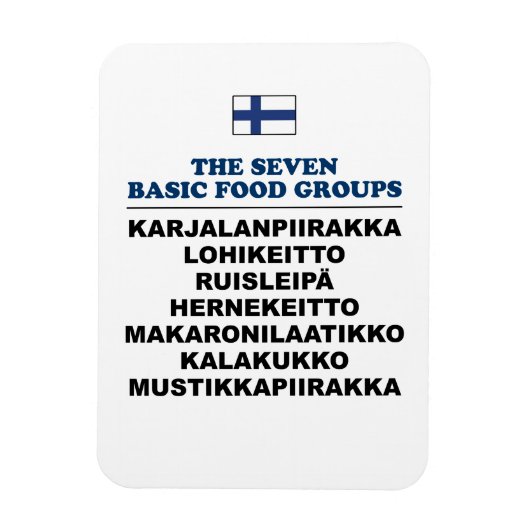 The Seven Basic Food Groups Funny Finnish マグネット (縦)