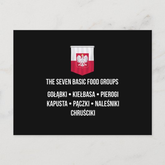 The Seven Basic Food Groups Funny Polish Design ポストカード (正面)