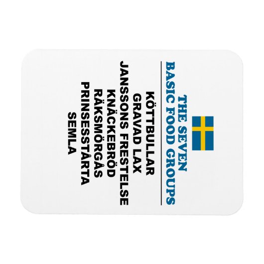 The Seven Basic Food Groups Funny Swedish マグネット (横)
