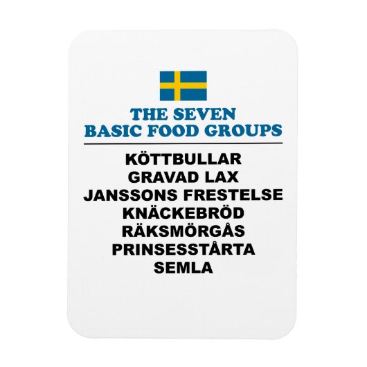 The Seven Basic Food Groups Funny Swedish マグネット (縦)