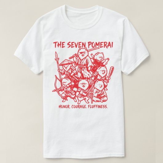 The Seven Pomerai - Pomeranian Samurai Parody Tシャツ (デザイン正面)