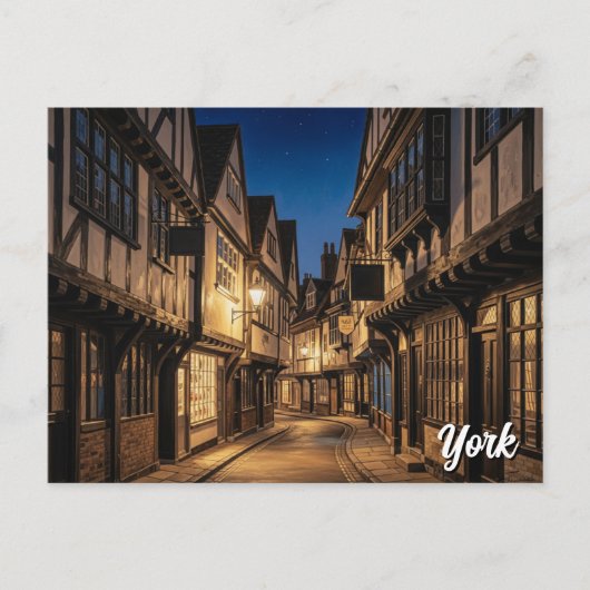 The Shambles in York England Night ポストカード (正面)