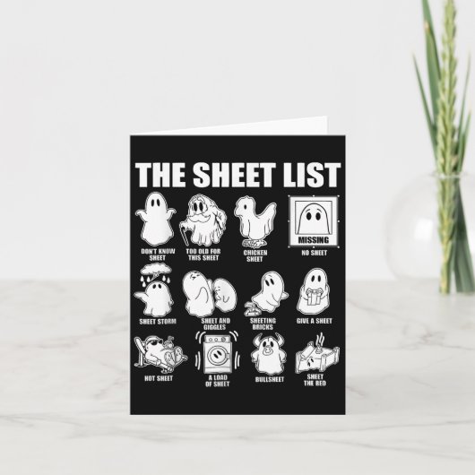 The Sheet List Funny Ghost Puns Halloween Costumes カード (正面)