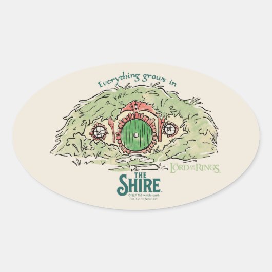 THE SHIRE™ではすべてが育つ 楕円形シール (正面)