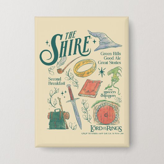 THE SHIRE™ Watercolor Collage Graphic 缶バッジ (正面)