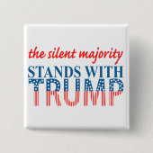 The silent majority stands with Trump 缶バッジ (正面)