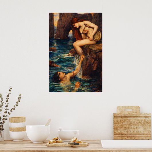 The Siren by John William Waterhouse ポスター (キッチン)