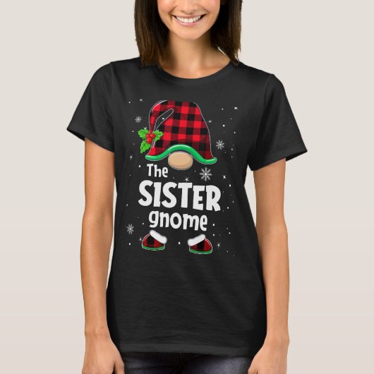 The Sister Gnome Buffalo Plaid Christmas Matching  Tシャツ (正面)