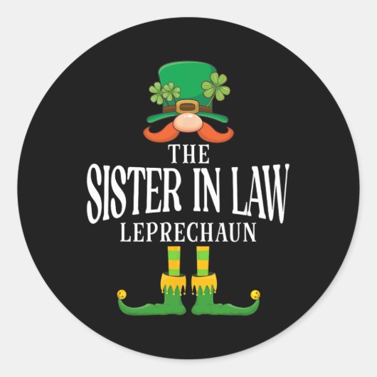 The Sister In Law Leprechaun St Patricks Day Match ラウンドシール (正面)
