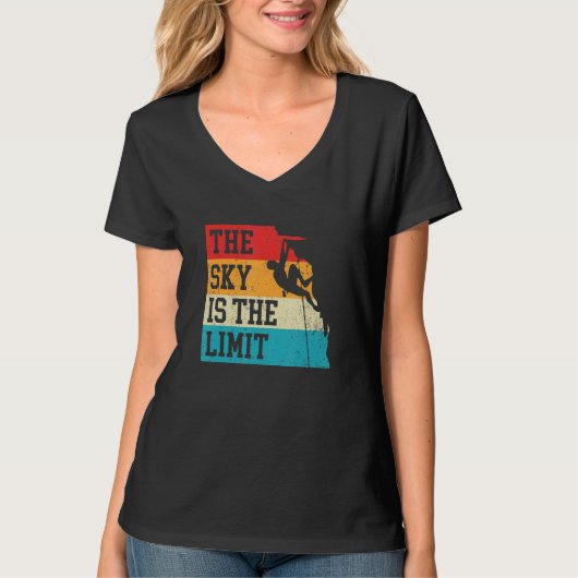 The Sky Is The Limit Rock Climbing Bouldering Clim Tシャツ (正面)
