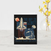 The Sky Is Your Limit Space Rocket Shuttle Motivat カード (黄色い花)