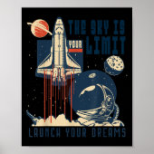 The Sky Is Your Limit Space Rocket Shuttle Motivat ポスター (正面)