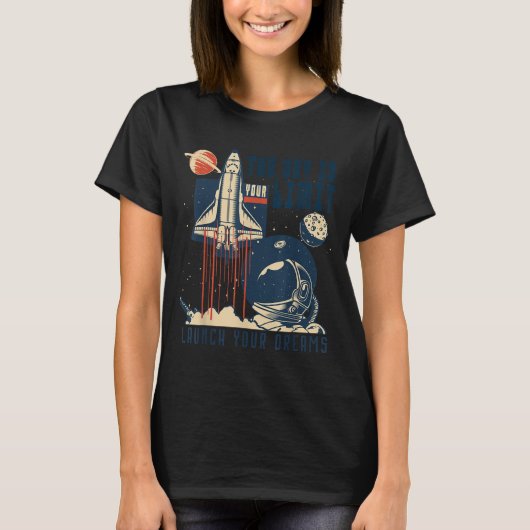 The Sky Is Your Limit Space Rocket Shuttle Motivat Tシャツ (正面)