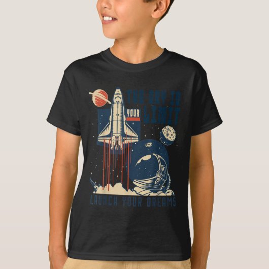 The Sky Is Your Limit Space Rocket Shuttle Motivat Tシャツ (正面)