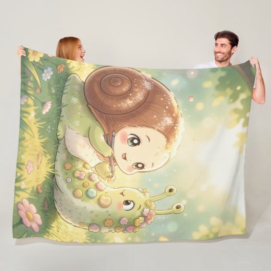 The Snail and the Magic of the Blossom Crowns フリースブランケット (インサイチュ)