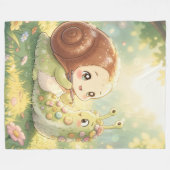 The Snail and the Magic of the Blossom Crowns フリースブランケット (正面(横))