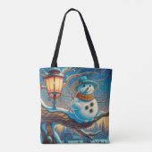 The Snowman next to the street lamp chrismas トートバッグ (裏面)