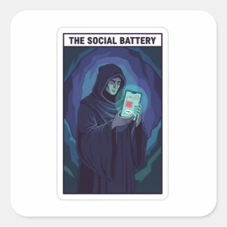 The Social Battery Introvert Humor | Low Energy  スクエアシール