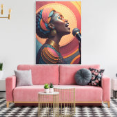 The Sound of Colors Abstract Singing Woman  キャンバスプリント (インサイチュ (リビング))