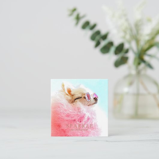 The Sparkle | Modern Custom Double Photo QR Code スクエア名刺 (スタンド正面)