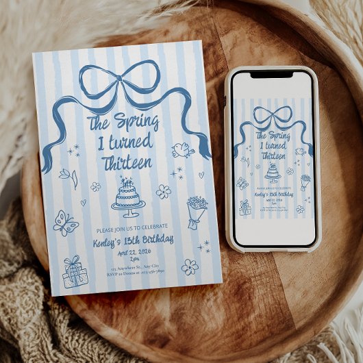 The Spring I turned 13 Birthday Invitation 招待状