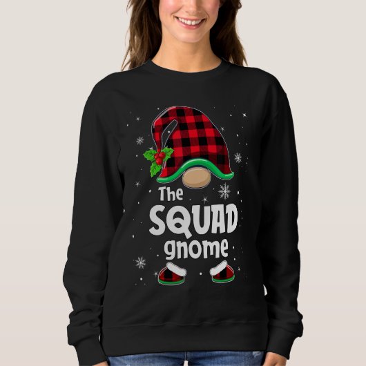 The Squad Gnome Buffalo Plaid Christmas Matching F スウェットシャツ (正面)