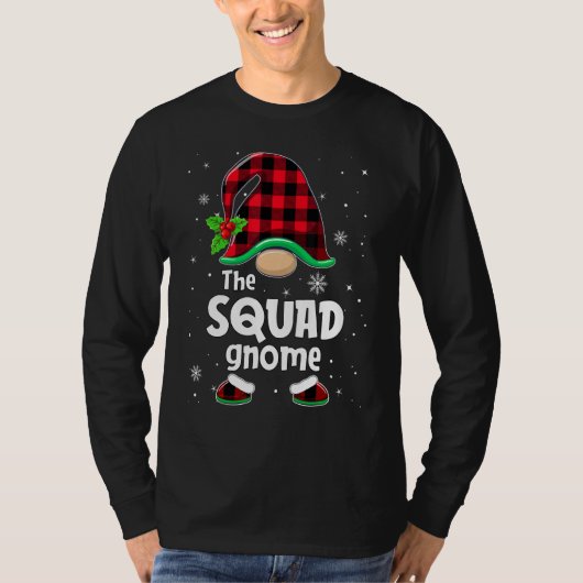 The Squad Gnome Buffalo Plaid Christmas Matching F Tシャツ (正面)