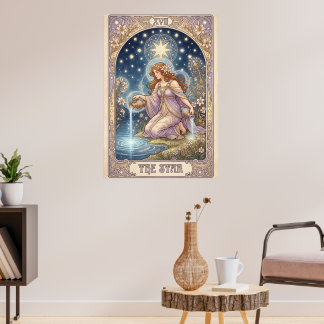 The Star Tarot Card Style Mucha Art Nouveau  ポスター