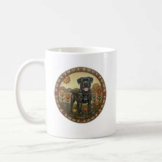 The Starry Mastiff: Naive Art Cane Corso コーヒーマグカップ (左)