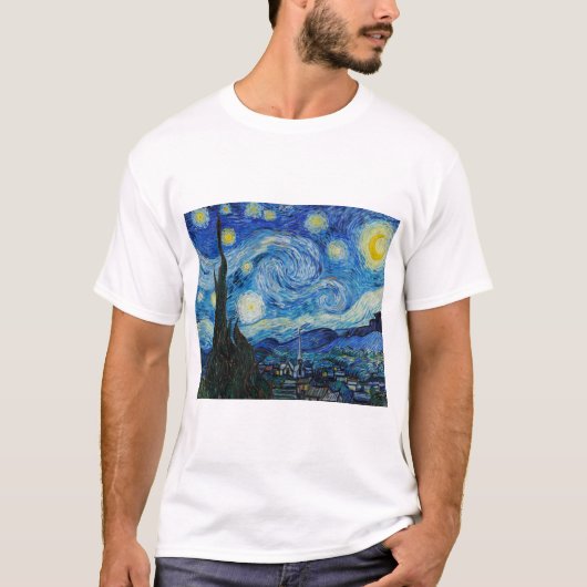 The Starry Night 1889 by Vincent van Gogh Tシャツ (正面)