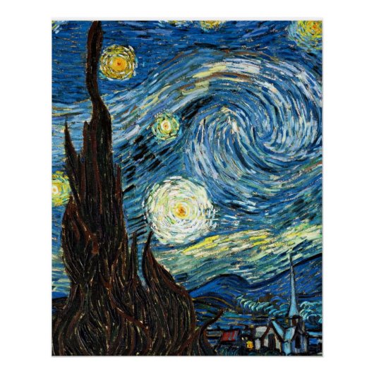 The Starry Night by Vincent Van Gogh ポスター (正面)