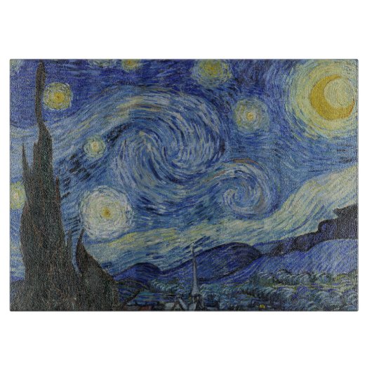 The Starry Night, oil painting, Vincent Van Gogh カッティングボード (正面)